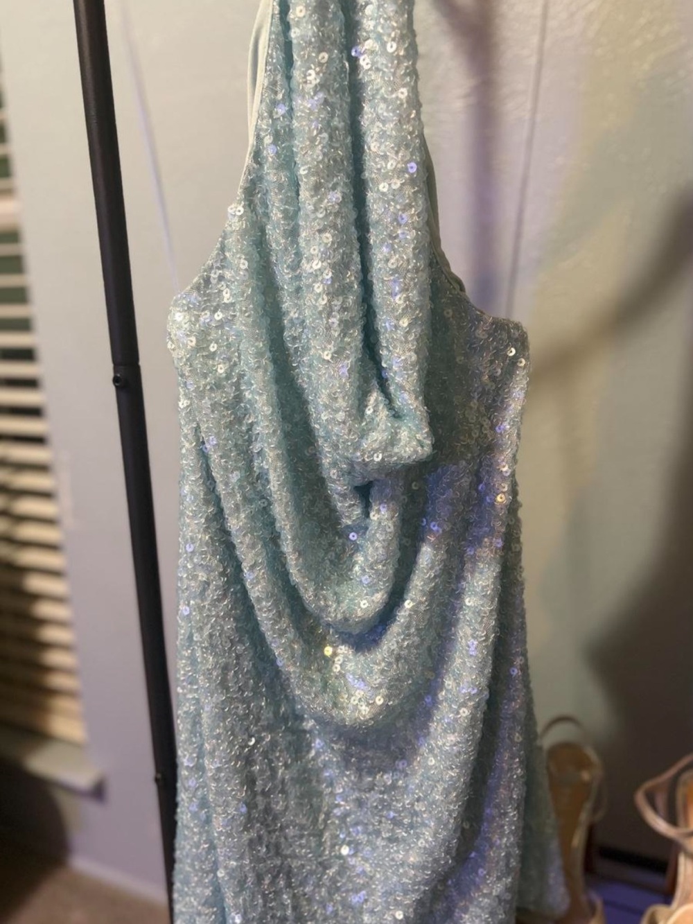Urban Outfitters Light Blue Sequin Halter Dress